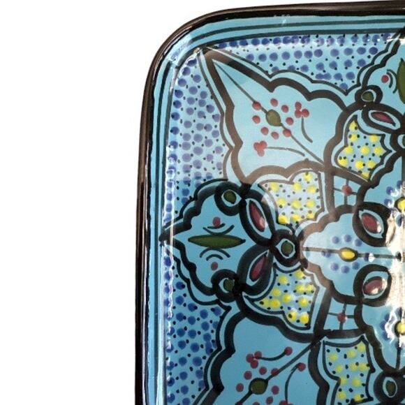 Le Souk Ceramique Tunisia Han Painted Square Serving Plate - Picture 3 of 10